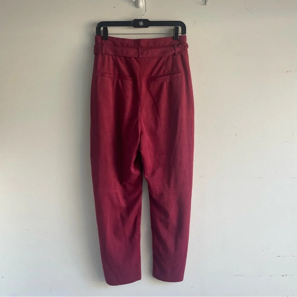 Free People Nightfall Paperbag Faux Suede Pants Wine Red 22364 - Picture 3 of 14